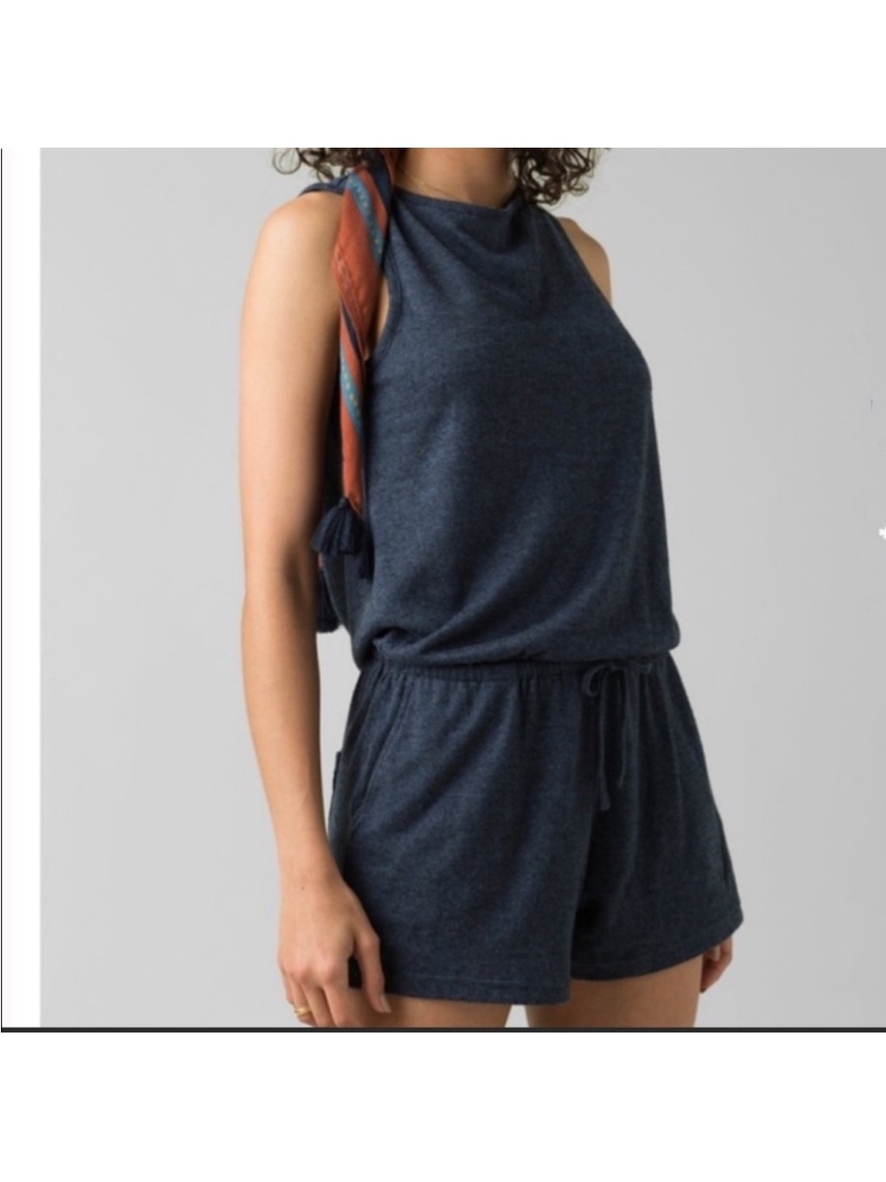 Prana Sylvie Women's Navy Hemp Blend Romper - Size Large
